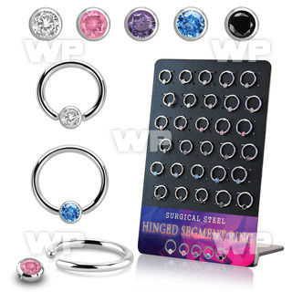 board w 30 steel ball closure ring 16g w 3mm mixed czs