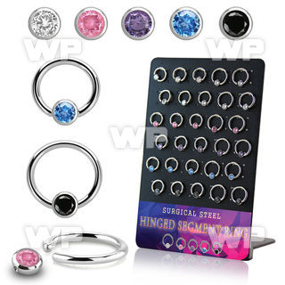 board w 30 steel ball closure ring 16g w 4mm mixed czs