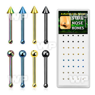 box w 40  anodized steel nose bone 2mm balsl & cones