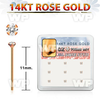 box w 9 rose gold bend it nose studs w 2mm clear czs