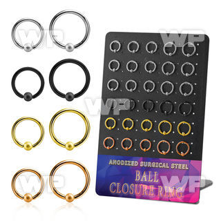 brcrt3b board w anodized steel ball closure rings 14g w 3mm ball