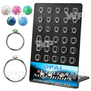 brnhm32 board 60 silver seamless nose hoop 2mm synthetic opals