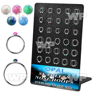 brnhm33 board 60 silver seamless nose hoop 1.5mm synthetic opals