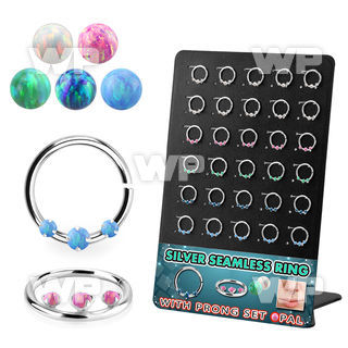 brnhm52 board w silver seamless septum rings w a prong sent opal