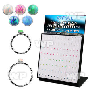 brnhmx38 board 96 silver seamless nose hoop 2mm synthetic opals