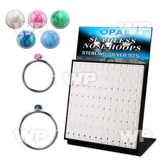 brnhmx39 board 96 silver seamless nose hoop 1.5mm synthetic opals