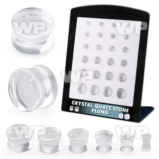 brpg210 display 24 pcs of crystal quartz double flare stone plug