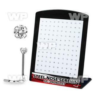 brs119 display w 316l steel nose bones, 20g w 2mm round cz