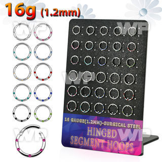 brsegh2 board w 30 steel hinged segment rings w crystals