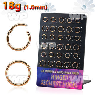 brsegh6 board w 30 rose gold steel hinged segment ring 1mm