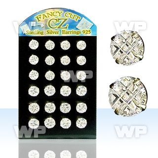 brsv9g silver ear stud w 9 10mm round prong cz stone