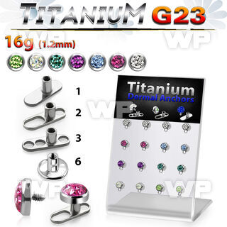 brtsa9 board w titanium g23 dermal anchors w 5mm multi crystal