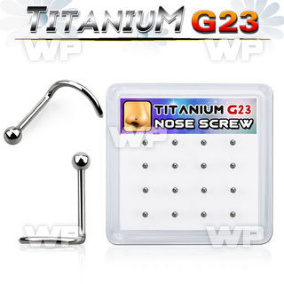 bxuns5 box w titanium g23 nose screws 20g w 2mm ball shaped tops