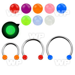 cbeglb4l xxl steel circular barbell 16g 4mm glow in the dark ball