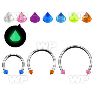 cbeglcnl xxl steel circular barbell 16g 3mm glow in the dark cone