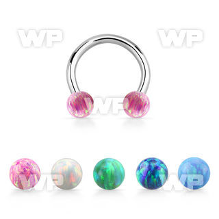 cbeop4 316l steel circular barbell w 4mm synthetic opal balls