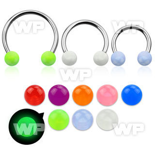 cbglb6l xxl steel circular barbell 14g 6mm glow in the dark ball