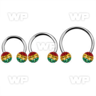cbmfr8l xxl steel cbr, 14g w 8mm ball w rasta color stripes