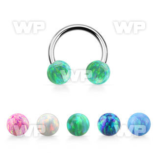 cbop6 316l steel circular barbell w 6mm synthetic opal balls
