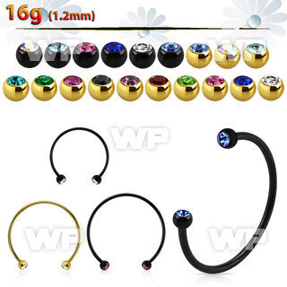 cbstjb3l xxl anodized steel cbr, 16g w 3mm jewel balls w crystals