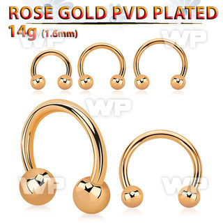 cbttb4 rose gold steel circular barbell w 2 4mm balls