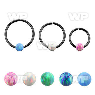 cpselo20 black silver seamless ring 20g w 3mm synthetic opal