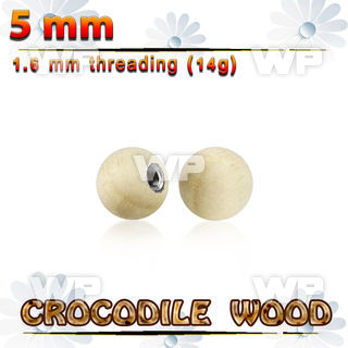 crball5 5mm crocodile wood ball with 316l steel 1.6mm threading