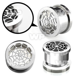 d3mo surgical steel screw fit flesh tunnel laser cut out spide ear lobe piercing