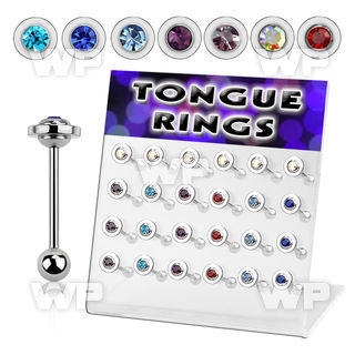 dacb14 board of 316l tongue barbell with saturn ring ball