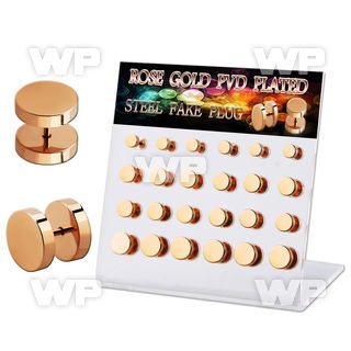 dacb211 display w 24 pcs of rose gold steel fake plug no o ring