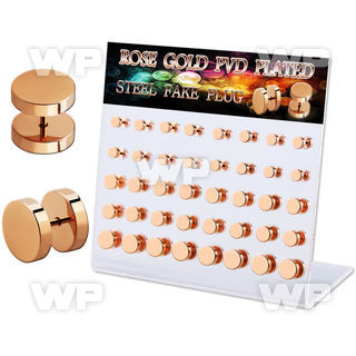 dacb212 display w 40 pcs of rose gold steel fake plug no o ring