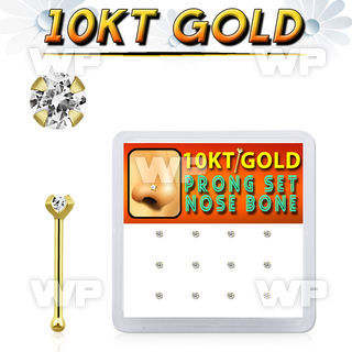 dginb7 10kt gold nose bone with 1.5mm prong round cz stone