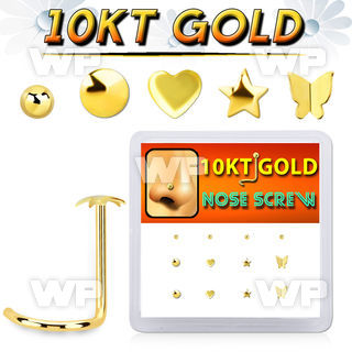 dgisc16 box w 10kt gold nose screw w 3mm cz stones in mix shape