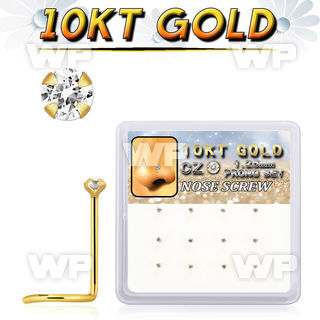 dgisc22 box w 10kt gold nose screws w 1.25mm clear round cz 