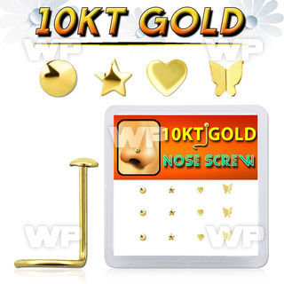 dgisc4 10kt gold nose screw with assorted shaped tops