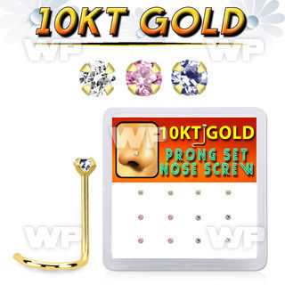 dgisc7 box w 10kt gold nose screw w mixed 1.5mm prong set czs