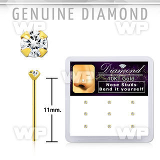 dgiys15 box w 10kt gold bend it nose stud w genuine diamond