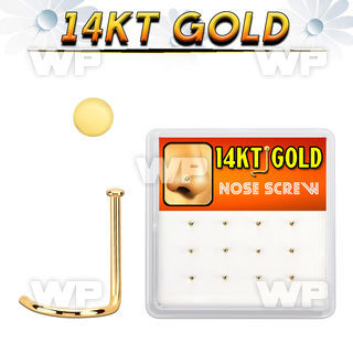 dgsc24 box w 12 14kt gold nose screws, 22g w round flat top