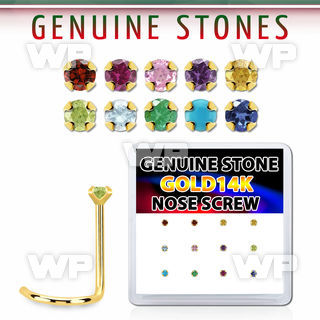 dgsc8 box w 14kt gold nose screws w 2mm genuine gemstones