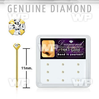 dgys15 box w 14kt gold bend it nose stud w genuine diamond