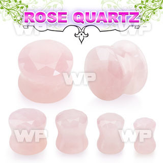 di34 rose quartz stone double flared plug faceted cut