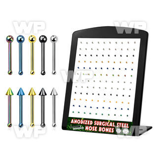 display w 120  anodized steel nose bone 2mm ball & cone