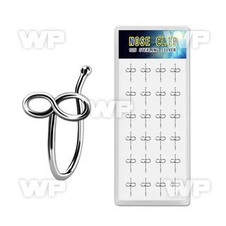 dncl10 box w 24 silver fake nose clips with infinity symbol top