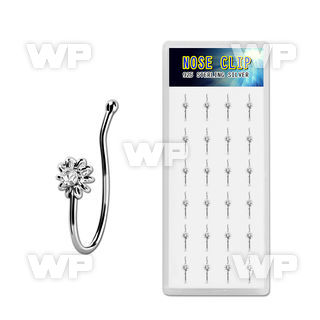 dncl5c box w 24 silver fake nose clips w sun w clear crystal