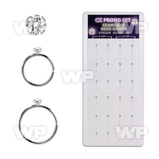 dnsm148 box w 40 silver seamless nose hoop w 2mm clear cz