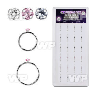 dnsm151 box w 40 silver seamless nose hoop w 1.5mm color cz