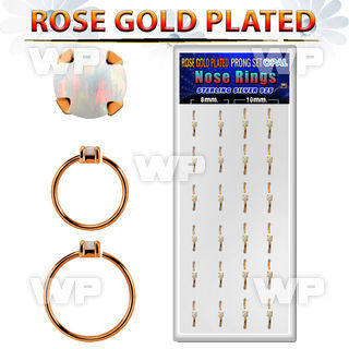 dnsm182 box 24 rose gold plated silver nose ring w 1.5mm opal