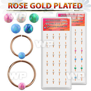 dnsm189 box 24 rose gold 925 silver seamless rings 20g 3mm opal
