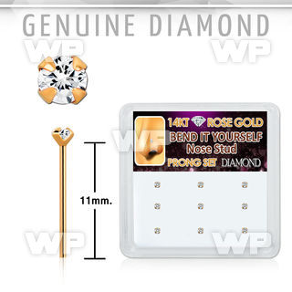 drys23 box w 9 14kt rose gold bend it nose stud w diamonds