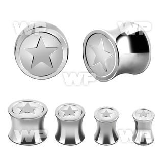 dsepg solid 316l steel double flare plug w star logo
